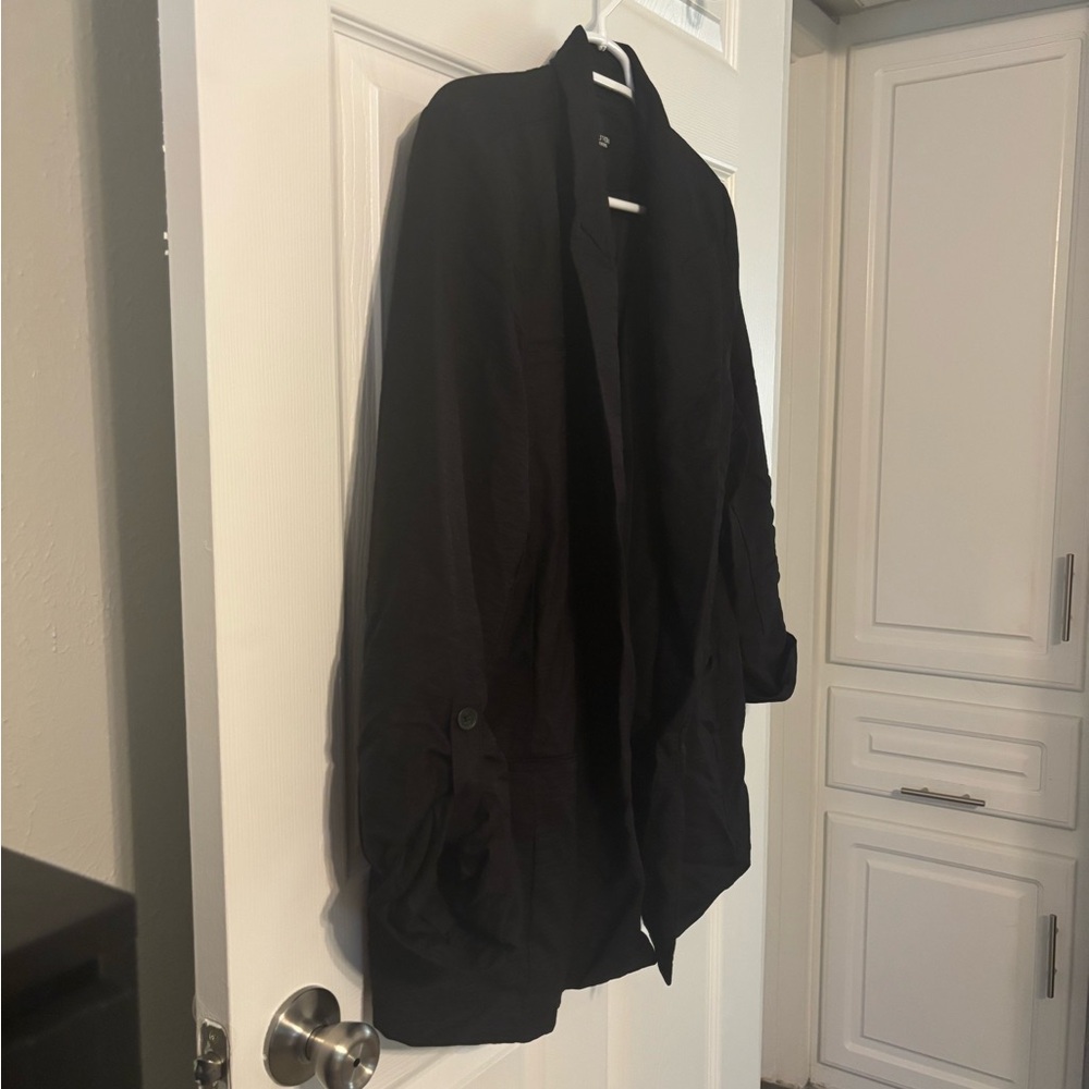 Black Open-Front Lightweight 3/4 Sleeve Blazer Jacket, Vera Wang